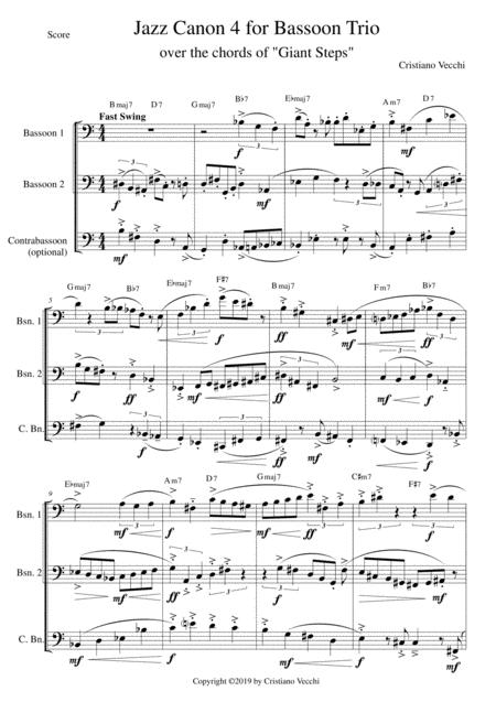 Free Sheet Music Jazz Canon 4 For Bassoon Trio