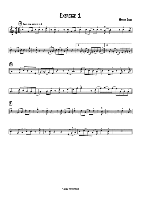 Free Sheet Music Jazz Exercise 1 Alto Saxophone