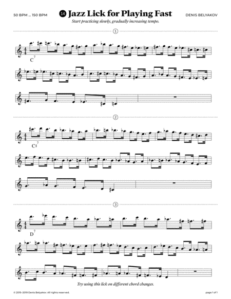 Jazz Lick 14 For Playing Fast Sheet Music