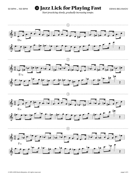 Jazz Lick 18 For Playing Fast Sheet Music