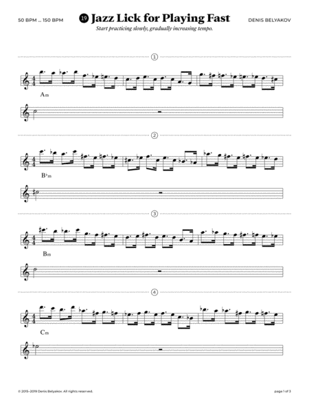 Free Sheet Music Jazz Lick 19 For Playing Fast