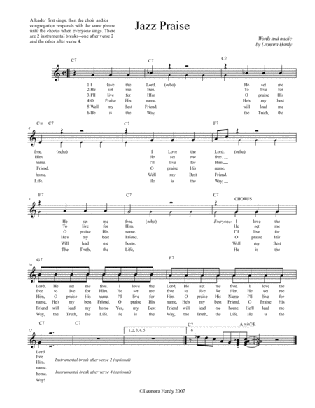 Jazz Praise Lead Sheet Sheet Music