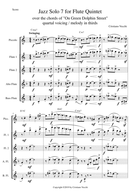 Jazz Solo 7 For Flute Quintet Sheet Music