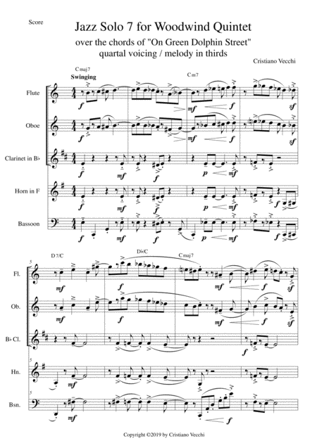 Jazz Solo 7 For Woodwind Quintet Sheet Music