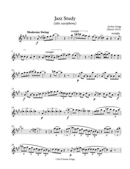 Jazz Study Alto Saxophone Sheet Music