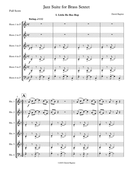 Jazz Suite For French Horn Sextet Sheet Music