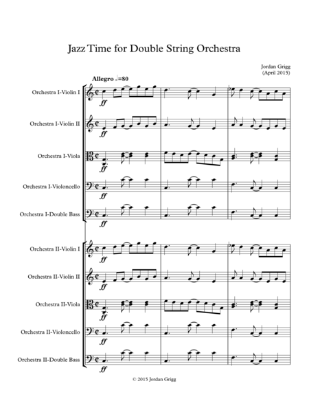 Jazz Time For Double String Orchestra Sheet Music