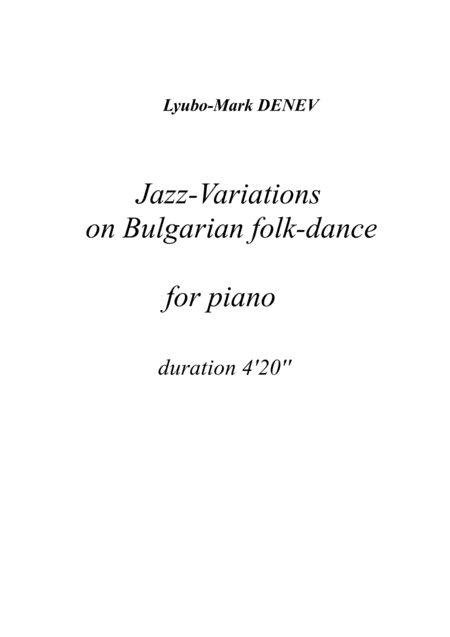 Jazz Variations For Piano Sheet Music