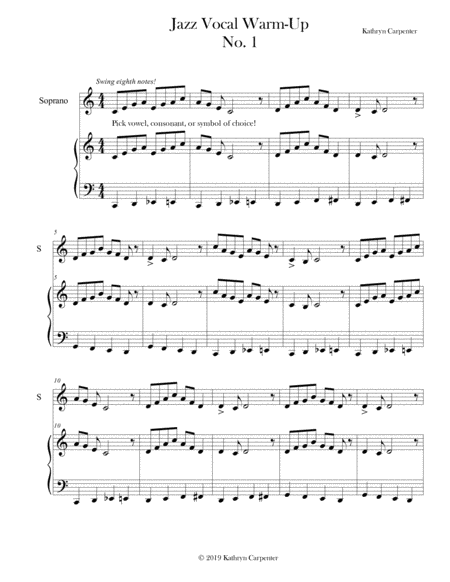 Jazz Vocal Warm Up No 1 Soprano Piano Sheet Music