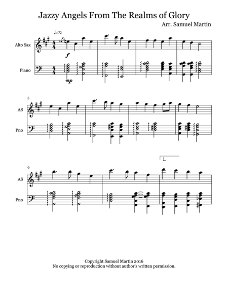 Free Sheet Music Jazzy Angels From The Realms Of Glory