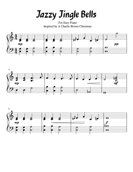 Jazzy Jingle Bells For Easy Level 2 Piano In The Style Of A Charlie Brown Christmas Sheet Music