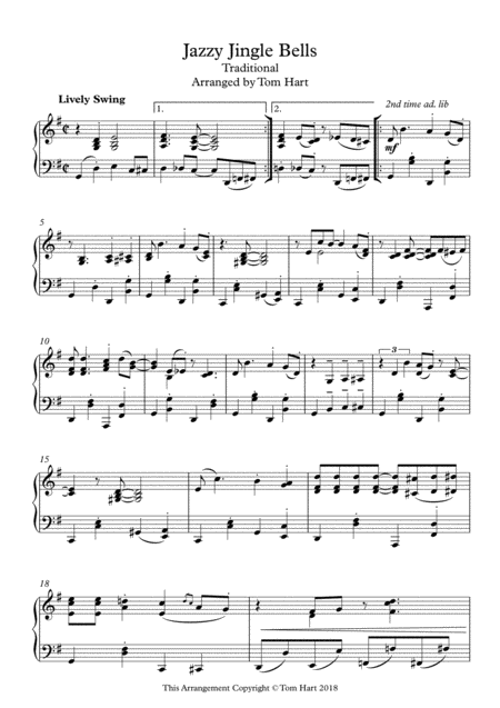 Free Sheet Music Jazzy Jingle Bells Piano Solo