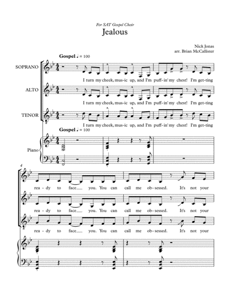 Free Sheet Music Jealous Bb