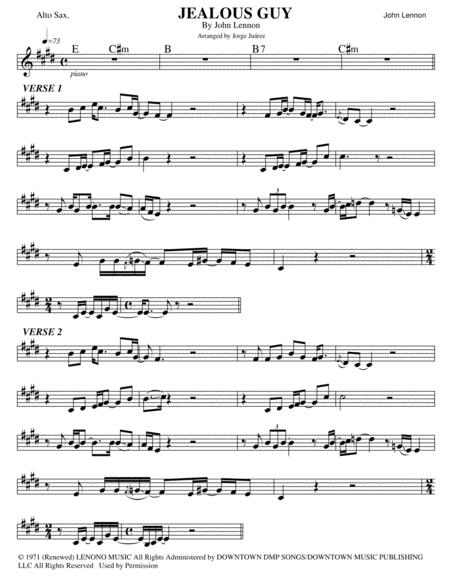 Jealous Guy Alto Sax Sheet Music