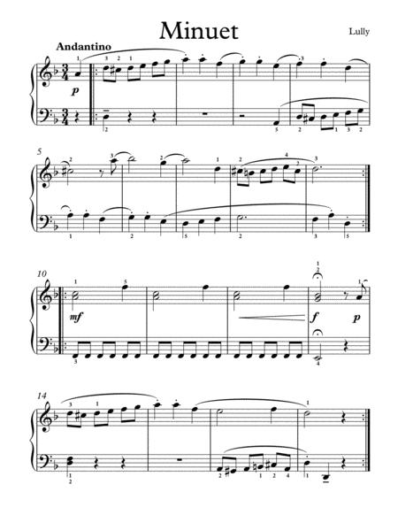 Jean Baptiste Lully Menuet In D Minor Easy Piano Sheet Music