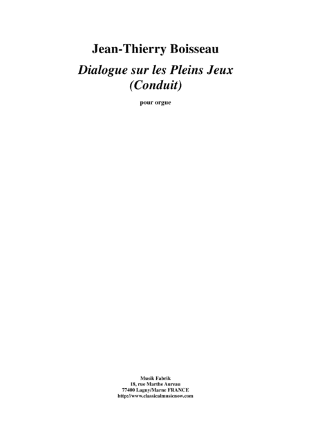 Free Sheet Music Jean Thierry Boisseau Dialogue Sur Les Pleins Jeux For Organ