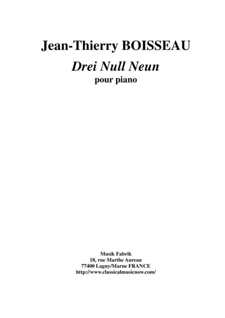 Free Sheet Music Jean Thierry Boisseau Drei Nul Nein For Piano