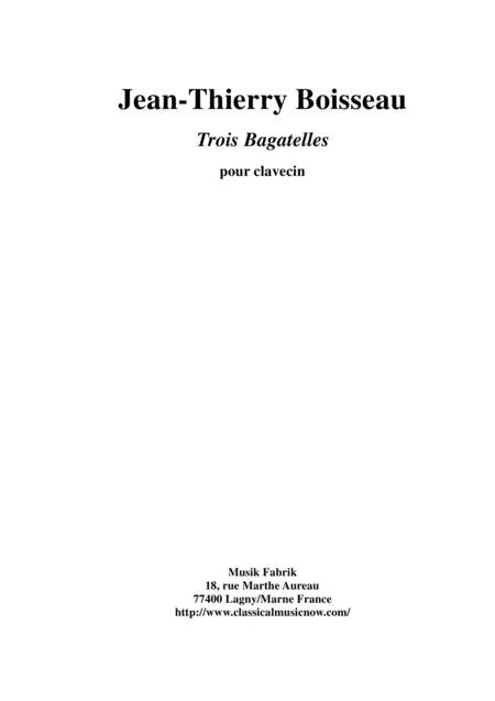 Free Sheet Music Jean Thierry Boisseau Three Bagatelles For Harpsichord