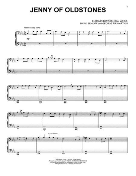 Jenny Of Oldstones From Game Of Thrones Sheet Music