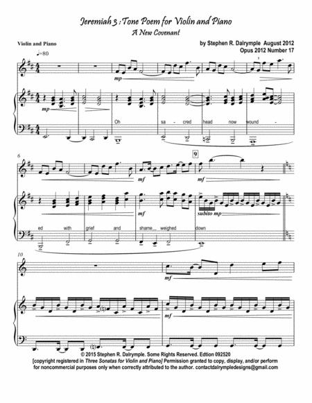 Free Sheet Music Jeremiah 3 A New Covenant Tone Poem For Violin And Piano By Stephen R Dalrymple