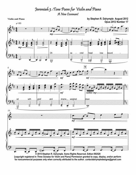 Jeremiah 3 A New Covenant Tone Poem For Violin And Piano By Stephen R Dalrymple Sheet Music