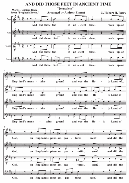 Jerusalem Satb A Cappella Sheet Music