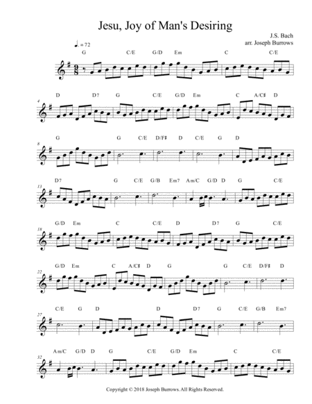 Jesu Joy Of Mans Desiring By Js Bach Guitar Sheet Music