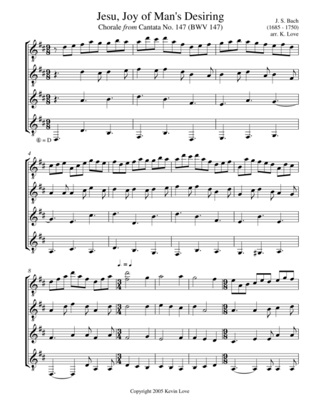 Jesu Joy Of Mans Desiring Guitar Quartet Score And Parts Sheet Music