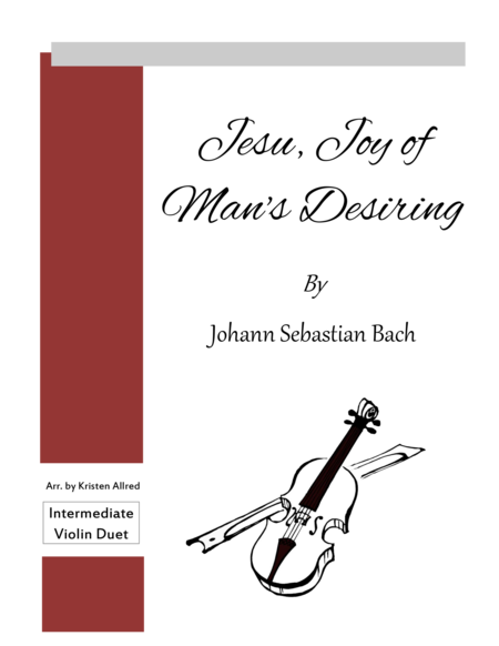 Free Sheet Music Jesu Joy Of Mans Desiring Violin Duet