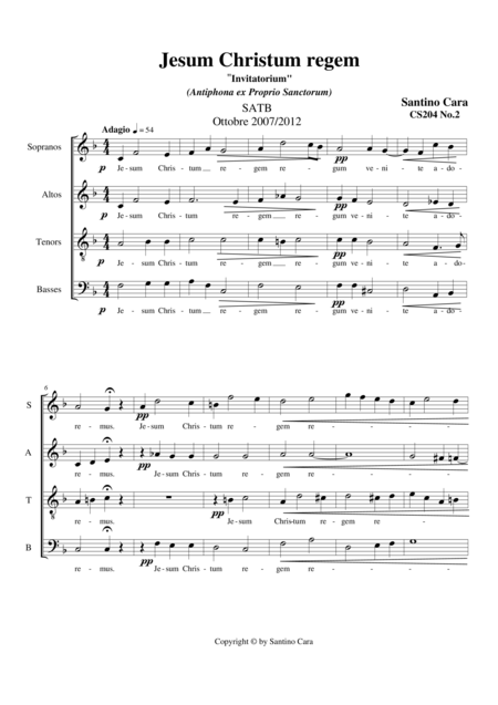 Jesum Christum Regem Antiphona For Choir Satb A Cappella Sheet Music