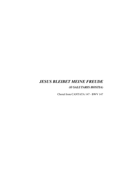 Jesus Bleibet Meine Freude Choral From Cantata 147 Bwv 147 Satb Choir Organ And Solo Instrument Sheet Music