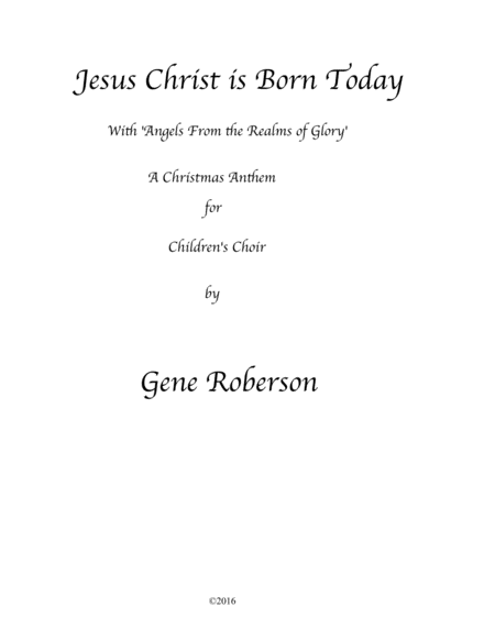 Free Sheet Music Jesus Christ Is Born Today