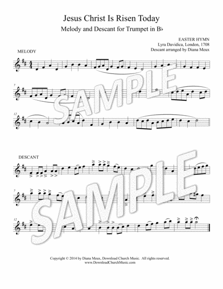 Jesus Christ Is Risen Today Trumpet Melody Descant Sheet Music