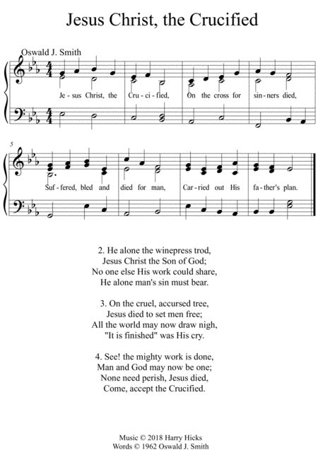 Free Sheet Music Jesus Christ The Crucified A New Tune To This Wonderful Oswald Smith Poem
