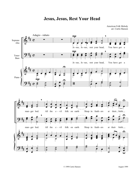 Free Sheet Music Jesus Jesus Rest Your Head Satb