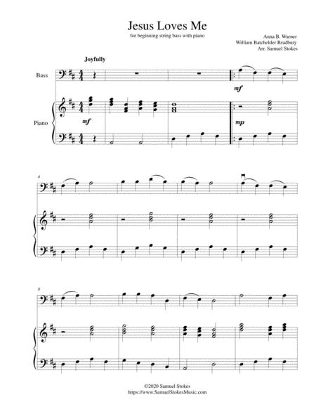 Free Sheet Music Jesus Loves Me For Beginning String Bass With Optional Piano Accompaniment
