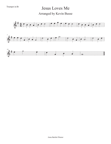 Jesus Loves Me Trumpet Sheet Music