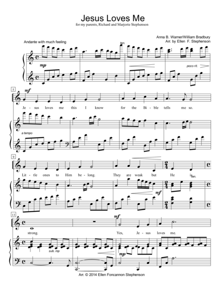 Jesus Loves Me Voice And Piano Sheet Music