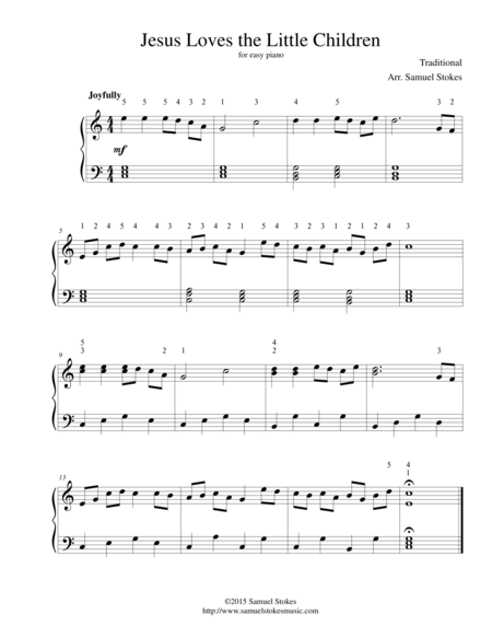 Free Sheet Music Jesus Loves The Little Children For Easy Piano