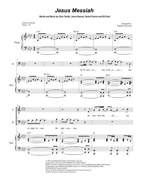 Free Sheet Music Jesus Messiah For Sab