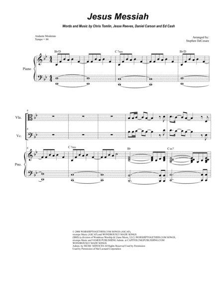 Jesus Messiah For String Quartet Sheet Music