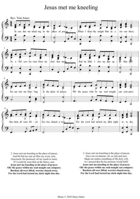 Jesus Met Me Kneeling A New Tune To A Wonderful Old Hymn Sheet Music