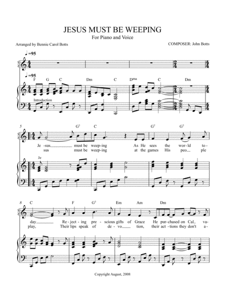 Jesus Must Be Weeping Sheet Music