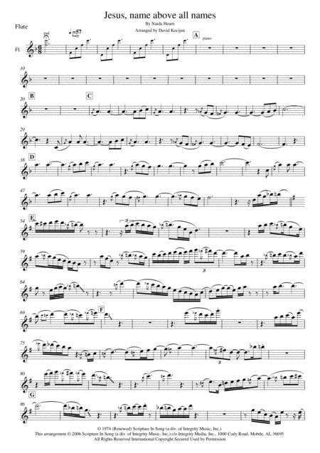 Free Sheet Music Jesus Name Above All Names Flute