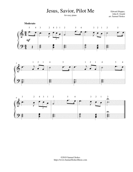 Jesus Savior Pilot Me For Easy Piano Sheet Music