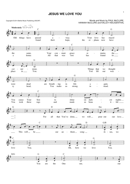 Jesus We Love You Sheet Music