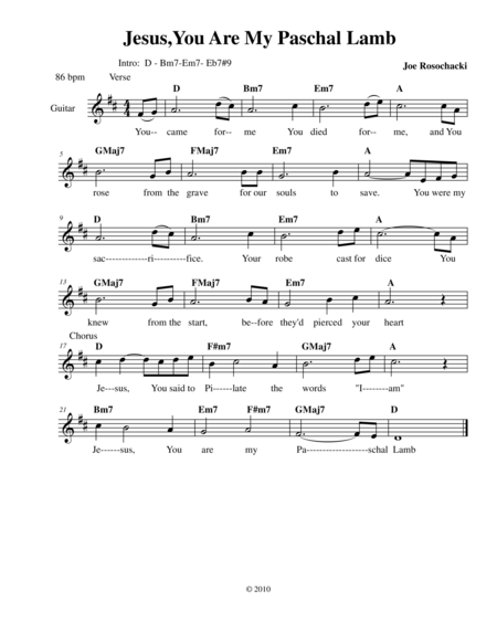 Jesus You Are My Paschal Lamb Sheet Music