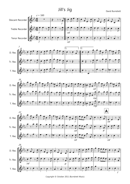 Jills Jig For Recorder Trio Sheet Music