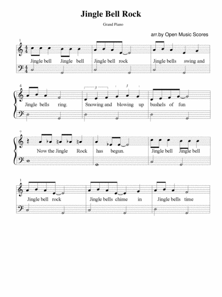 Jingle Bell Rock Easy Piano Sheet Music