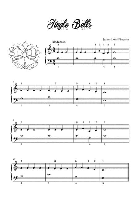 Jingle Bells Beginner Very Easy Piano With Fingerings Sheet Music